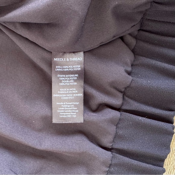 Needle & Thread Embroidered Rose Bomber Floral Crepe Jacket Size US 8 - Picture 8 of 16